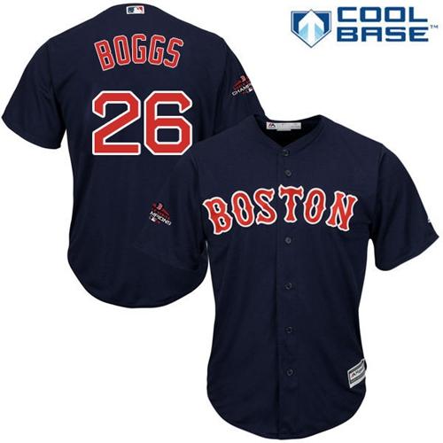 Red Sox #26 Wade Boggs Navy Blue New Cool Base 2018 World Series Champions Stitched MLB Jersey