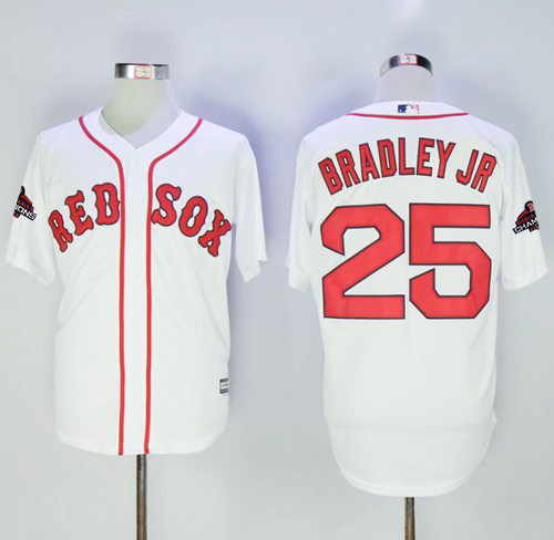 Red Sox #25 Jackie Bradley Jr White New Cool Base 2018 World Series Champions Stitched MLB Jersey