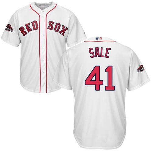 Red Sox #41 Chris Sale White New Cool Base 2018 World Series Champions Stitched MLB Jersey