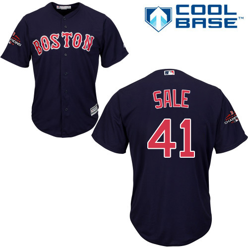 Red Sox #41 Chris Sale Navy Blue New Cool Base 2018 World Series Champions Stitched MLB Jersey