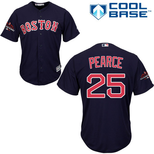 Red Sox #25 Steve Pearce Navy Blue New Cool Base 2018 World Series Champions Stitched MLB Jersey