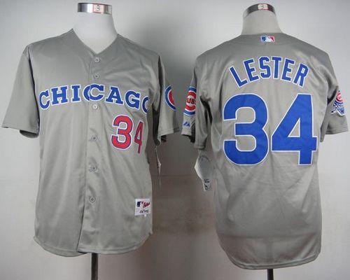 Cubs #34 Jon Lester Grey 1990 Turn Back The Clock Stitched MLB Jersey - Click Image to Close