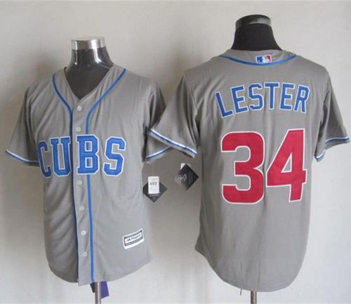 Cubs #34 Jon Lester Grey Alternate Road New Cool Base Stitched MLB Jersey