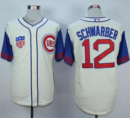 Cubs #12 Kyle Schwarber Cream/Blue 1942 Turn Back The Clock Stitched MLB Jersey