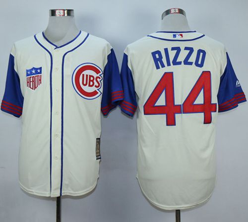 Cubs #44 Anthony Rizzo Cream/Blue 1942 Turn Back The Clock Stitched MLB Jersey