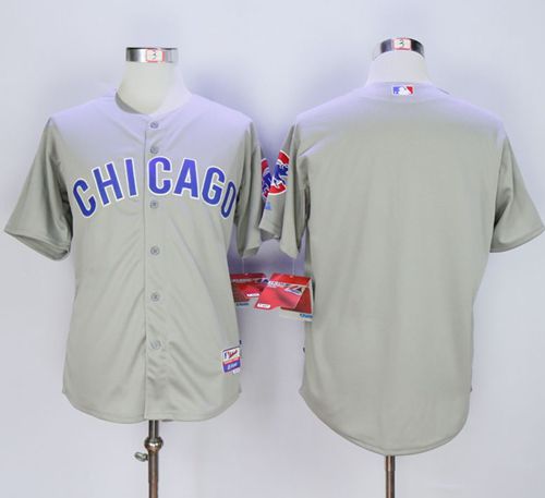 Cubs Blank Grey Road Cool Base Stitched MLB Jersey - Click Image to Close