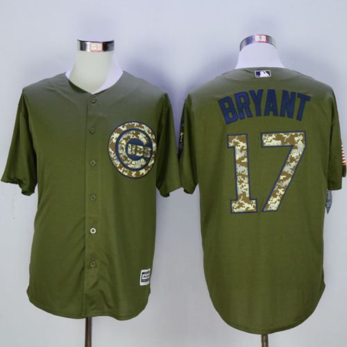 Cubs #17 Kris Bryant Green Camo New Cool Base Stitched MLB Jersey