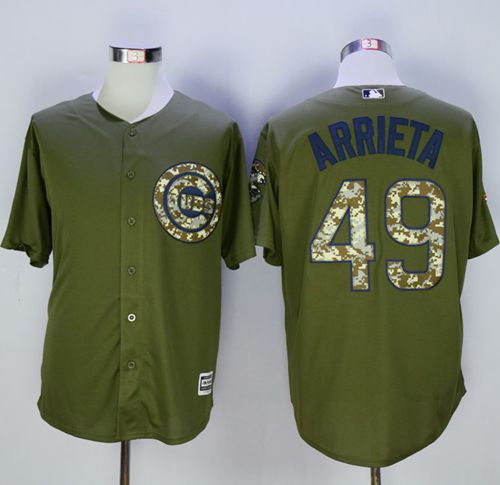 Cubs #49 Jake Arrieta Green Camo New Cool Base Stitched MLB Jersey - Click Image to Close