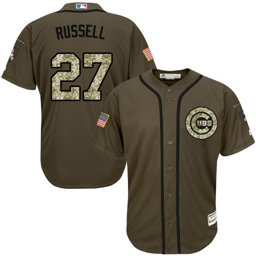 Cubs #27 Addison Russell Green Salute to Service Stitched MLB Jersey