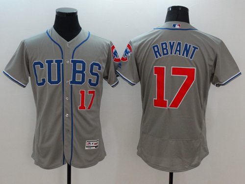 Cubs #17 Kris Bryant Grey Flexbase Authentic Collection Alternate Road Stitched MLB Jersey - Click Image to Close