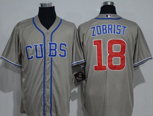 Cubs #18 Ben Zobrist Grey New Cool Base Alternate Road Stitched MLB Jersey