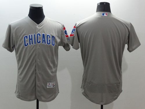 Cubs Blank Grey Flexbase Authentic Collection Road Stitched MLB Jersey - Click Image to Close