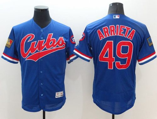 Cubs #49 Jake Arrieta Blue Flexbase Authentic Collection 1994 Turn Back The Clock Stitched MLB Jersey