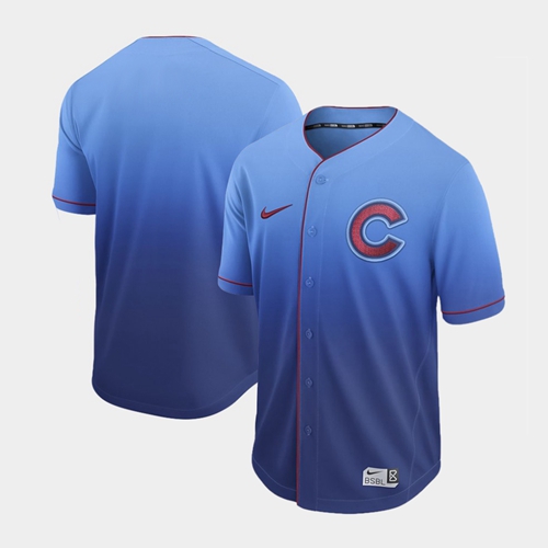 Cubs Blank Royal Fade Authentic Stitched Baseball Jersey