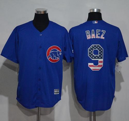 Cubs #9 Javier Baez Blue USA Flag Fashion Stitched MLB Jersey