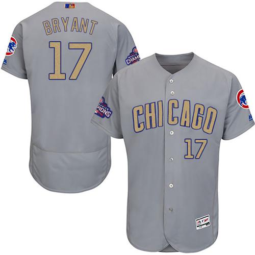 Cubs #17 Kris Bryant Grey Flexbase Authentic 2017 Gold Program Stitched MLB Jersey