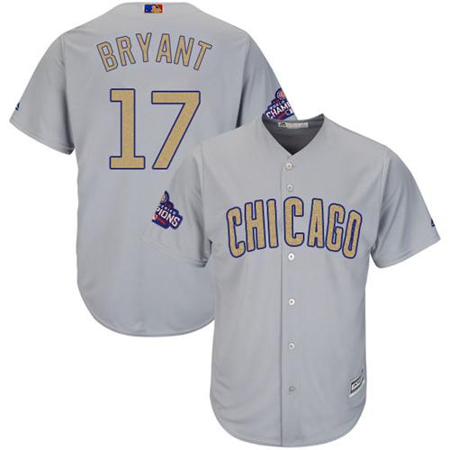 Cubs #17 Kris Bryant Grey 2017 Gold Program Cool Base Stitched MLB Jersey - Click Image to Close