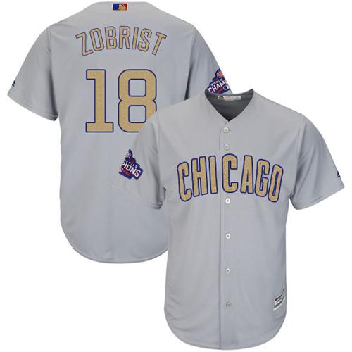 Cubs #18 Ben Zobrist Grey 2017 Gold Program Cool Base Stitched MLB Jersey