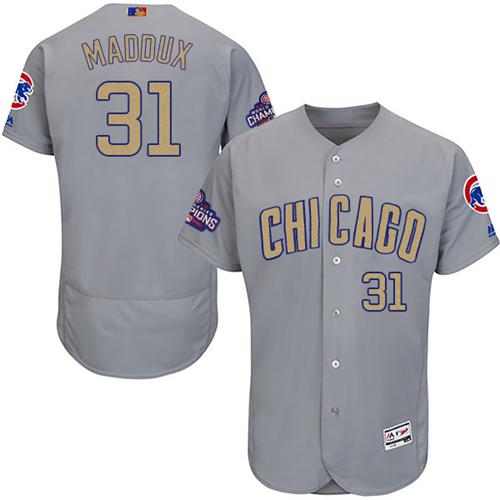 Cubs #31 Greg Maddux Grey Flexbase Authentic 2017 Gold Program Stitched MLB Jersey