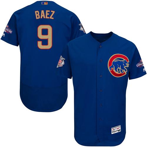 Cubs #9 Javier Baez Blue Flexbase Authentic 2017 Gold Program Stitched MLB Jersey