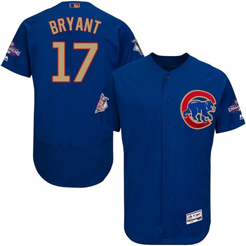 Cubs #17 Kris Bryant Blue Flexbase Authentic 2017 Gold Program Stitched MLB Jersey