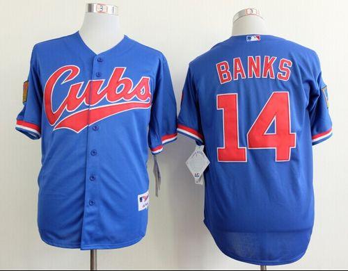 Cubs #14 Ernie Banks Blue 1994 Turn Back The Clock Stitched MLB Jersey - Click Image to Close