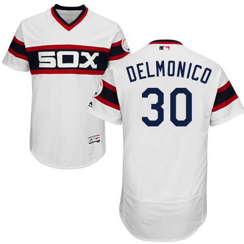 White Sox #30 Nicky Delmonico White Flexbase Authentic Collection Alternate Home Stitched MLB Jersey