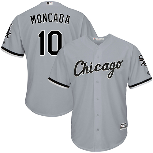 White Sox #10 Yoan Moncada Grey New Cool Base Stitched MLB Jersey - Click Image to Close