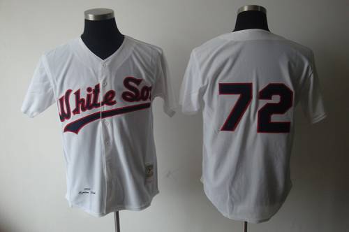 1990 Mitchell and Ness White Sox #72 Carlton Fisk White Throwback Stitched MLB Jersey - Click Image to Close