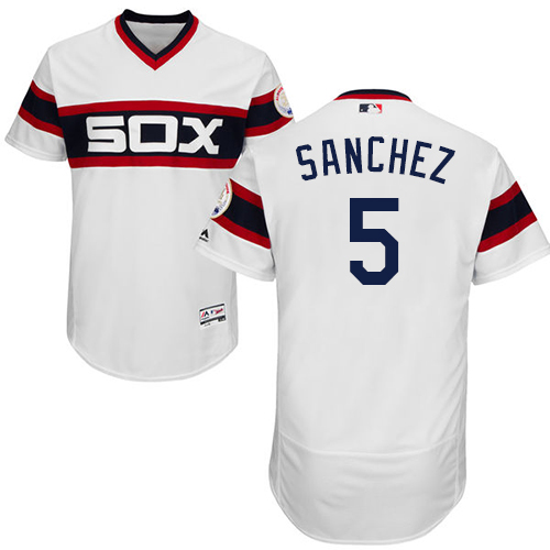 White Sox #5 Yolmer Sanchez White Flexbase Authentic Collection Alternate Home Stitched MLB Jersey