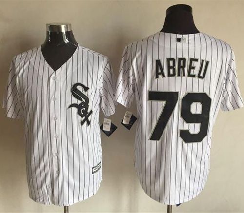 White Sox #79 Jose Abreu White(Black Strip) New Cool Base Stitched MLB Jersey - Click Image to Close