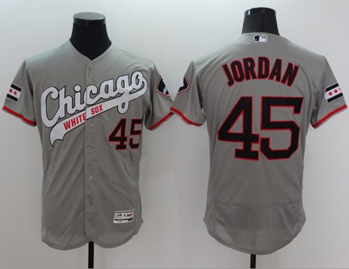 White Sox #45 Michael Jordan Grey Flexbase Authentic Collection Cooperstown Stitched MLB Jersey - Click Image to Close