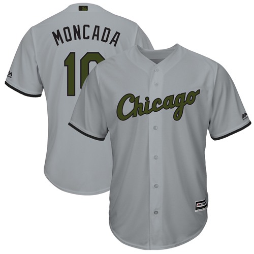 White Sox #10 Yoan Moncada Grey New Cool Base 2018 Memorial Day Stitched MLB Jersey - Click Image to Close