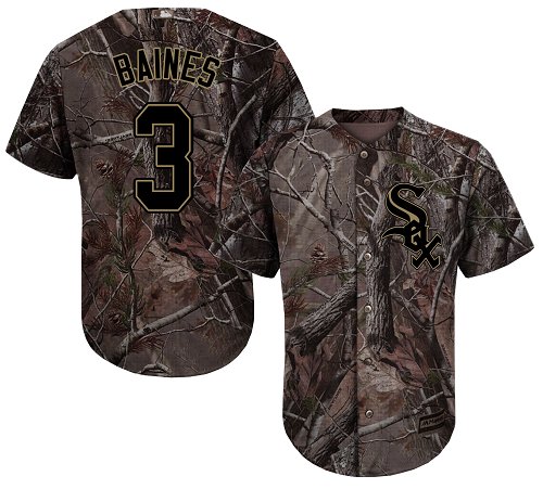 White Sox #3 Harold Baines Camo Realtree Collection Cool Base Stitched MLB Jersey