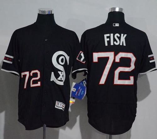 White Sox #72 Carlton Fisk Black New Flexbase Authentic Collection Stitched MLB Jersey