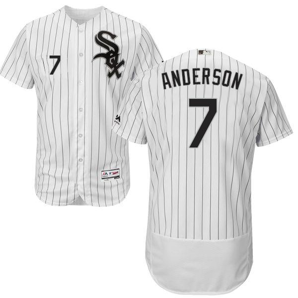 White Sox #7 Tim Anderson White(Black Strip) Flexbase Authentic Collection Stitched MLB Jersey