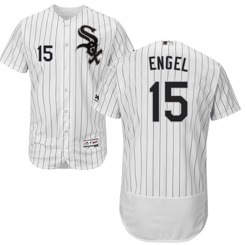 White Sox #15 Adam Engel White(Black Strip) Flexbase Authentic Collection Stitched MLB Jersey