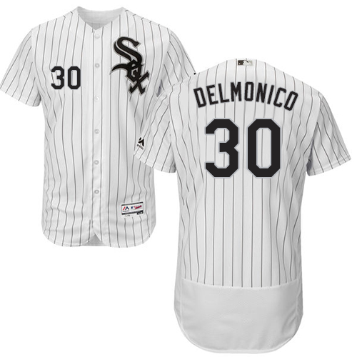 White Sox #30 Nicky Delmonico White(Black Strip) Flexbase Authentic Collection Stitched MLB Jersey - Click Image to Close