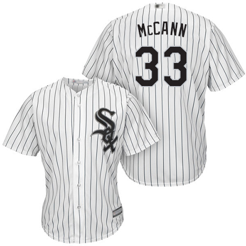 White Sox #33 James McCann White(Black Strip) New Cool Base Stitched Baseball Jersey - Click Image to Close