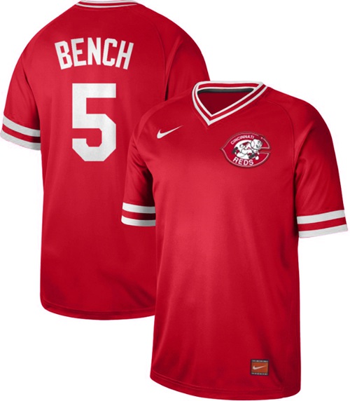 Reds #5 Johnny Bench Red Authentic Cooperstown Collection Stitched Baseball Jersey - Click Image to Close