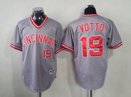 Reds #19 Joey Votto Grey 1991 Turn Back The Clock Stitched MLB Jersey