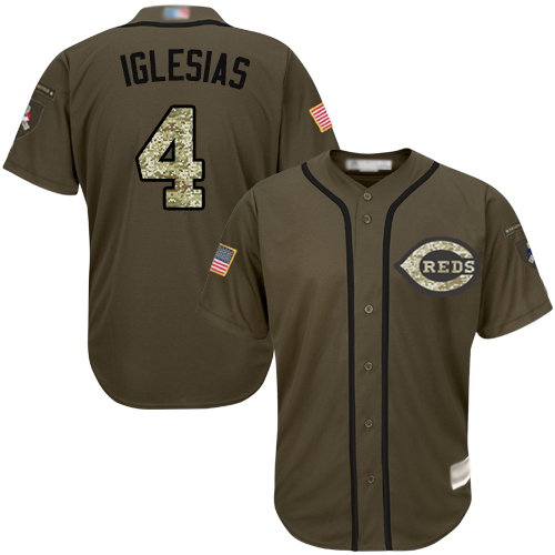 Reds #4 Jose Iglesias Green Salute to Service Stitched MLB Jersey