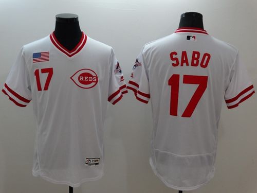 Reds #17 Chris Sabo White Flexbase Authentic Collection Cooperstown Stitched MLB Jersey