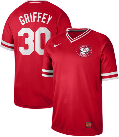 Reds #30 Ken Griffey Red Authentic Cooperstown Collection Stitched Baseball Jersey - Click Image to Close