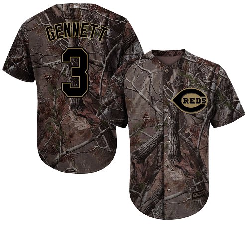 Reds #3 Scooter Gennett Camo Realtree Collection Cool Base Stitched MLB Jersey