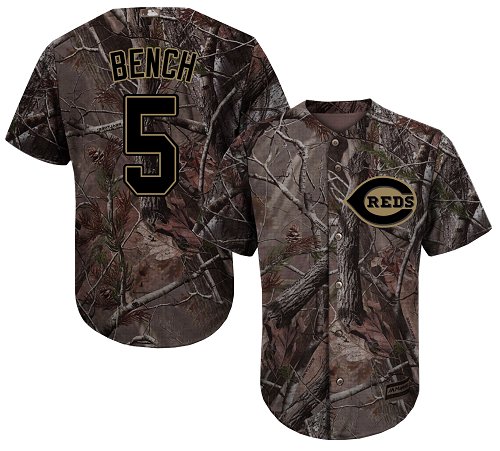 Reds #5 Johnny Bench Camo Realtree Collection Cool Base Stitched MLB Jersey