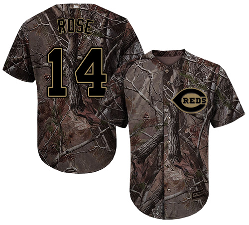 Reds #14 Pete Rose Camo Realtree Collection Cool Base Stitched MLB Jersey