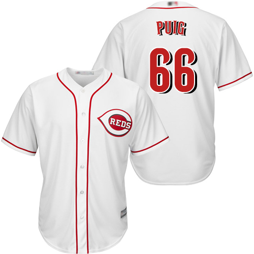 Reds #66 Yasiel Puig White New Cool Base Stitched MLB Jersey