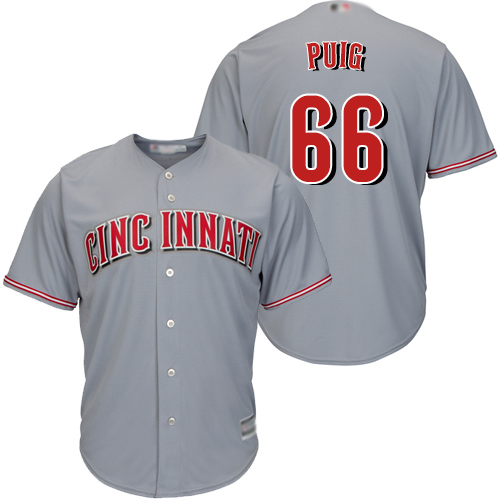 Reds #66 Yasiel Puig Grey New Cool Base Stitched MLB Jersey - Click Image to Close