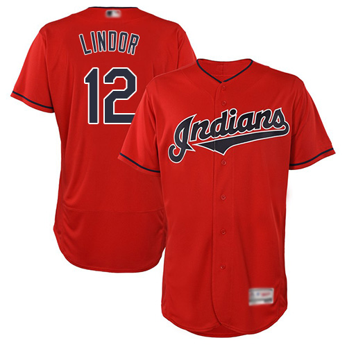 Indians #12 Francisco Lindor Red Flexbase Authentic Collection Stitched MLB Jersey